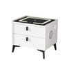 Oikiture Smart Bedside Table LED Wireless Charging 2 Drawers White