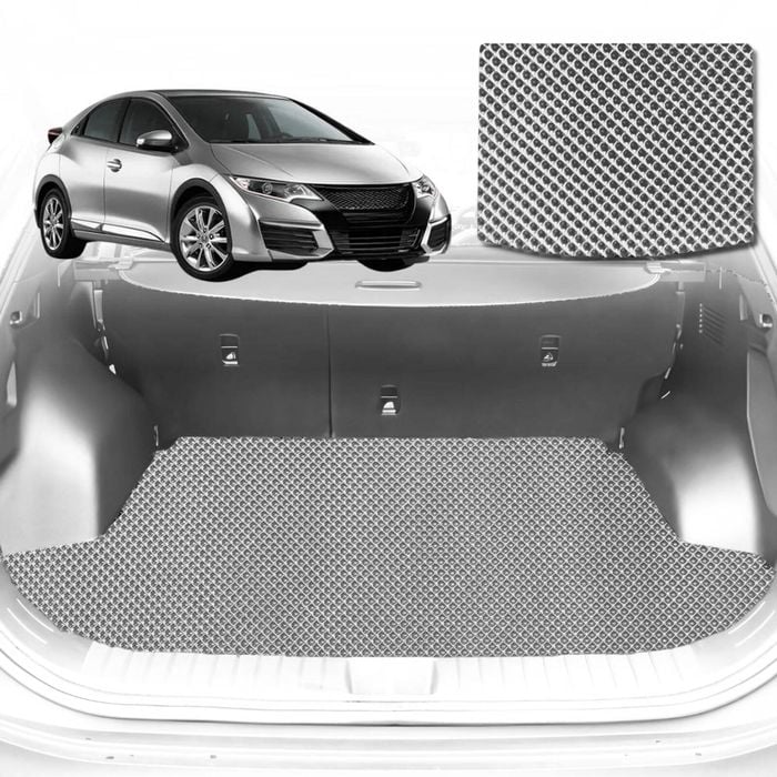 6D Diamond Car Boot Mat for Honda Civic (Hatch, 9th Gen)2012-2016-Hatch-Cargo Mat-Grey-Outback GT