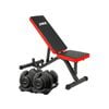 2x 40kg Powertrain Adjustable Dumbbells  Home Gym with Bench