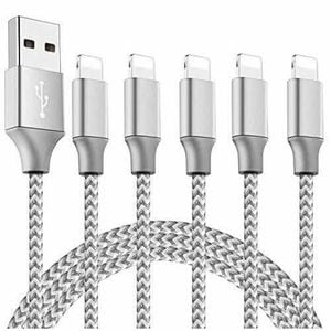 [5 Pack] Fast Charging Cable Chargers Compatible with iPhone 14 13 12 11 7 8 Plus X Xs Max XR SE iPad- Black