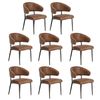 Oikiture 8x PU Leather Dining Chair Kitchen Padded Seat Brown