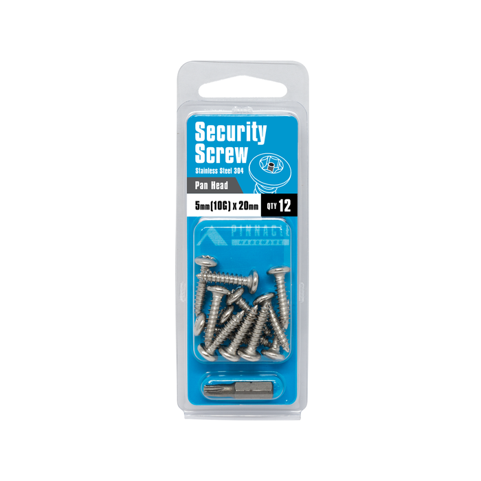 Pinnacle 10g x 20mm Stainless Steel Security Screws - 12 Pack