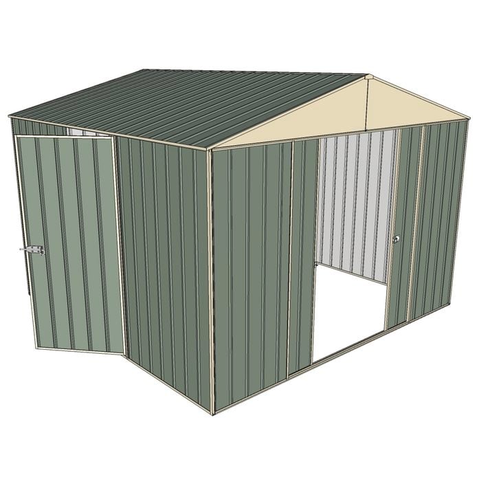 Build-a-Shed 3.0 x 3.0 x 2.3m Double Sliding and Single Hinge Door Shed - Green