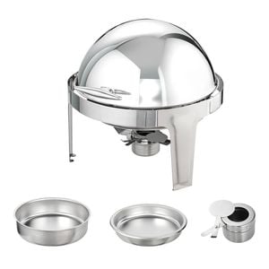 Vevor 2 Pack Round Roll Top Chafing Dish Set with Full-Size 6Qt Pan Fuel Holder
