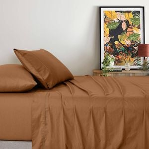 Gioia Casa 100% Vintage Washed Cotton Sheet Set with 1 Pillowcase - Rust - King Single