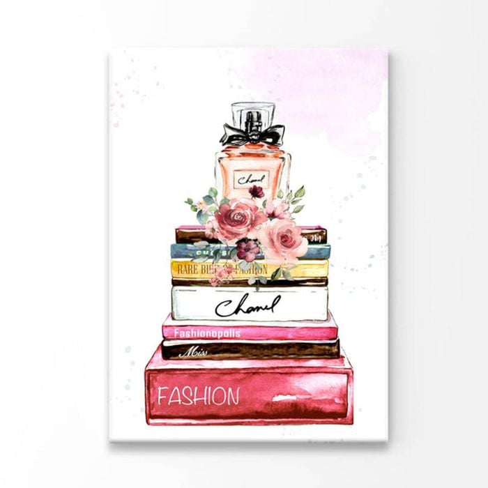 Orange Perfume On Book set Fashion Art  Print 100% Australian Made 60 x 90cm  (Acrylic)
