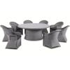 Outdoor Plantation 8 Seater Wicker Round Patio Dining Setting - Grey
