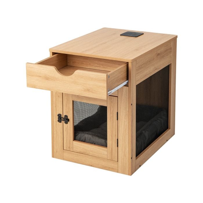 Costway Removable End Table Wood Side Table w/Drawer Living Room Bedroom Natural