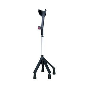 Quad Forearm Crutch - Black, Adjustable Support For Enhanced Stability - Single
