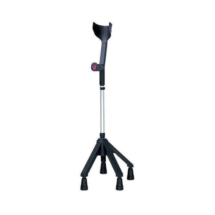 Quad Forearm Crutch - Black, Adjustable Support For Enhanced Stability - Single