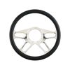 Cal Custom 14" Hustler Billet Aluminium Steering Wheel, Black Leather Half-Wrap