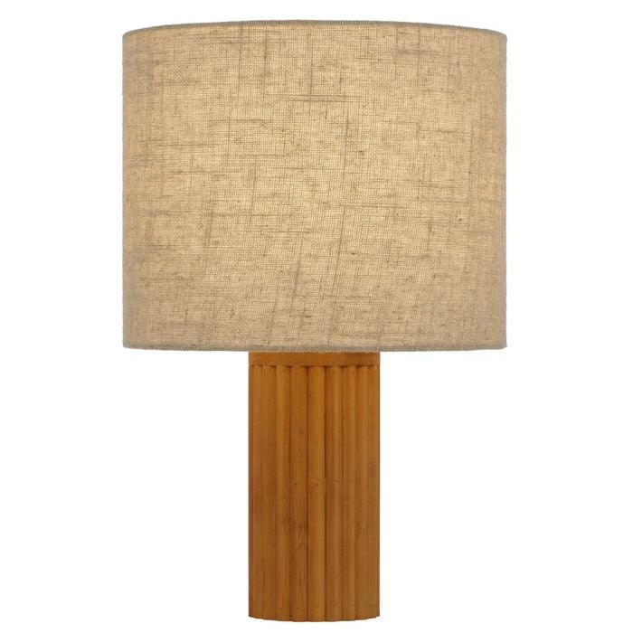 Telbix Jacona Contemporary Table Desk Lamp Light Wood Fabric Pine Cream Wood Tones