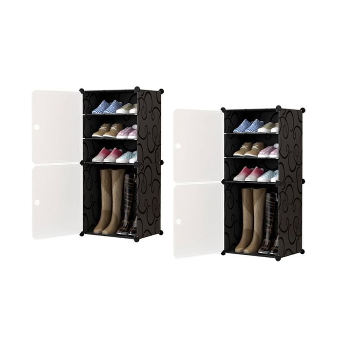 Soga 2x 4-tier Shoe Rack Cabinet Stackable Footwear Storage Stand With Cover