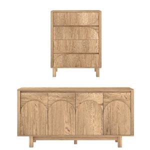 Cosmoliving 4 Chest of Drawers Dresser Tallboy + 4 Door Buffet Sideboard