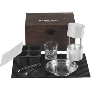 VEVOR Ice Ball Press Kit Silver Aircraft Al Alloy with Block Mold Drip Tray for Whiskey