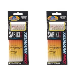 2x Tsunami 6 Red Hook Sabiki Rig - TS68G Hage Green Head Flash and Beads Size 8