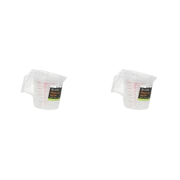 2x TopChef Plastic Measuring Jug Set Kitchen Measuring Tools - Transparent