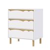 Oikiture 3 Chest Of Drawers Handle-free Dresser Kids Bedroom Storage White