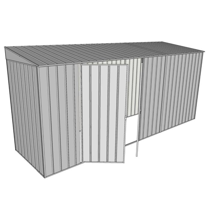 Build-A-Shed 1.2 x 4.5 x 2.0m Skillion Double Hinged Side Doors Shed - Zinc