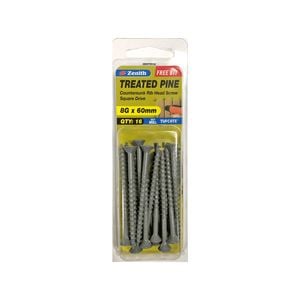 Zenith 8G x 60mm Tufcote® Square Drive Treated Pine Screw - 16 Pack