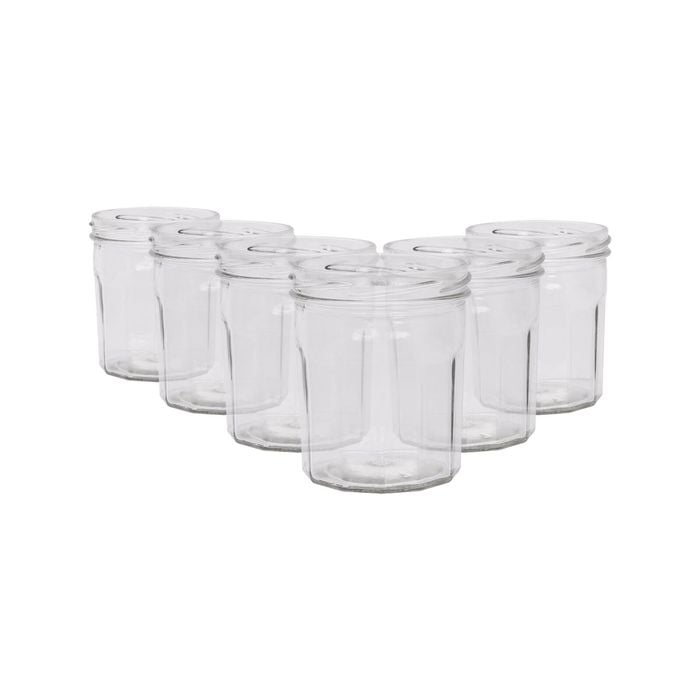 Argon Tableware 250ml Glass Jam Jars With No Lids - Set Of 6 Empty Screw Top Kitchen Storage Preserving Jar