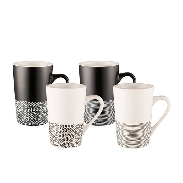 Bundanoon Mug 350mL Set of 4 Monochrome Hem