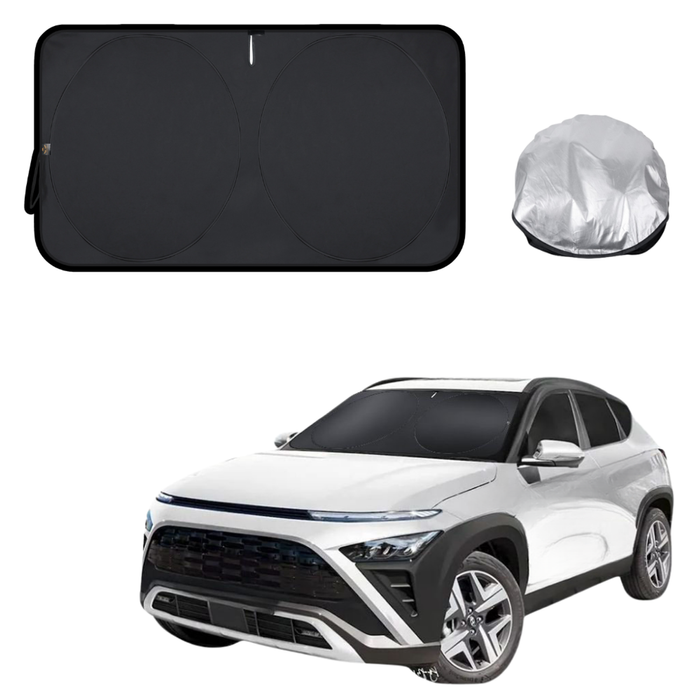 Front Windscreen Sun Shade for Hyundai Kona 2023 - Current (SX2 Electric) - Standard 150 x 85 cm - Black