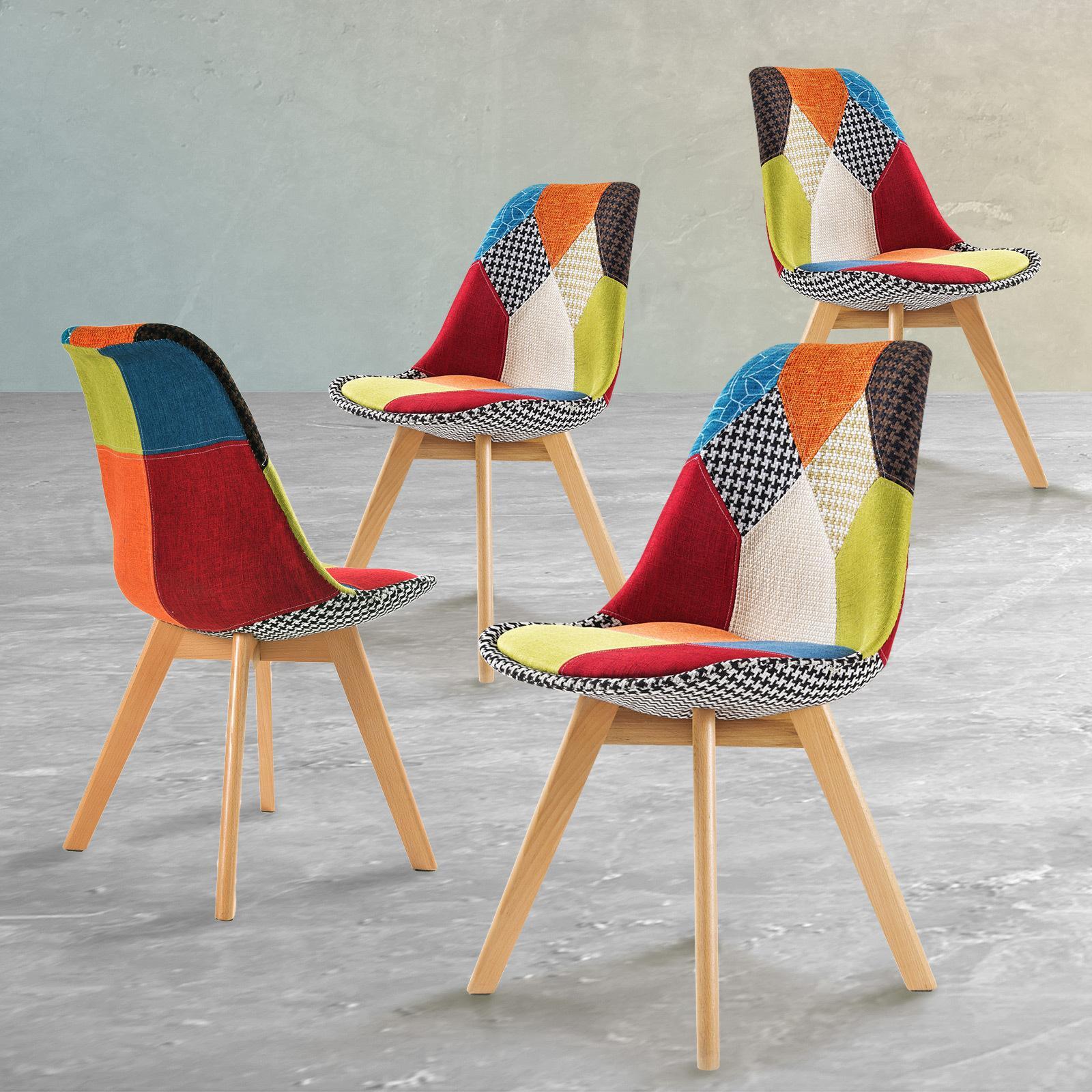 La Bella 4 Set Multi Colour Retro Dining Cafe Chair Padded Seat Bunnings Australia