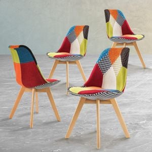 La Bella 4 Set Multi Colour Retro Dining Cafe Chair Padded Seat