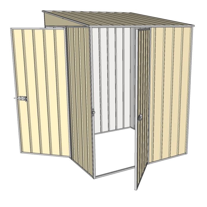 Build-a-Shed 1.5 x 1.5 x 2m Skillion Dual Hinged Door Shed - Cream