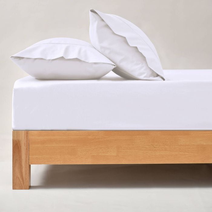 Dreamaker 250tc Cotton & Recycled Polyester Blend Fitted Sheet Set White King Single Bed