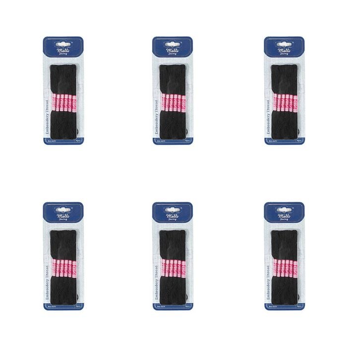 6x 6pc Malli Black 8m  Sewing Embroidery Cross-stitch Thread