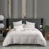 CottonMore 100% Cotton Tufted Stripe Pattern Stone Beige Colour Quilt Doona Duvet Cover Set - Queen
