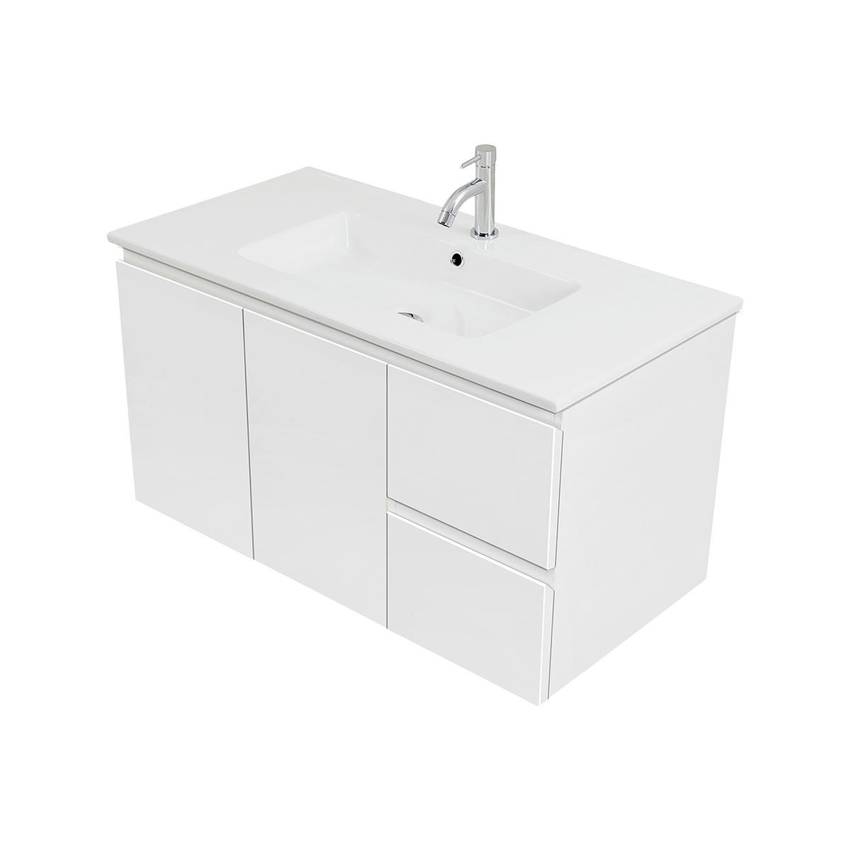 CIBO 900mm White Tonic Wall Hung Bathroom Vanity - Bunnings Australia
