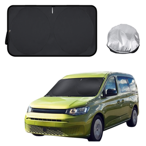 Front Windscreen Sun Shade for VolksWagen Caddy 2021 - Current Front Only - XL 160 x 100 cm - Black