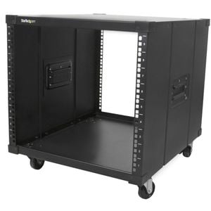 StarTech.com 4-Post 9U Mobile Open Frame Server Rack, 19" Network Rolling Rack for Narrow Spaces