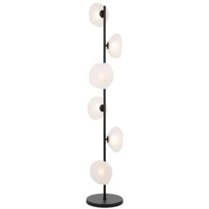 Telbix Zecca Contemporary Standing Floor Lamp Light Metal Glass Frost Black Matte