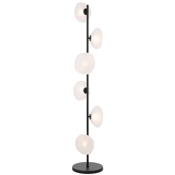 Telbix Zecca Contemporary Standing Floor Lamp Light Metal Glass Frost Black Matte