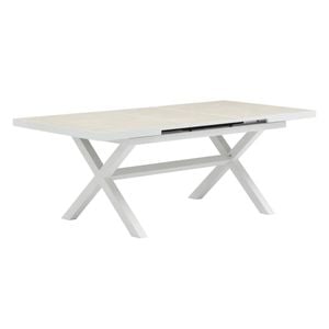 FurnitureOkay Mosman Ceramic Outdoor Extendable Dining Table (160/210x100cm) - White