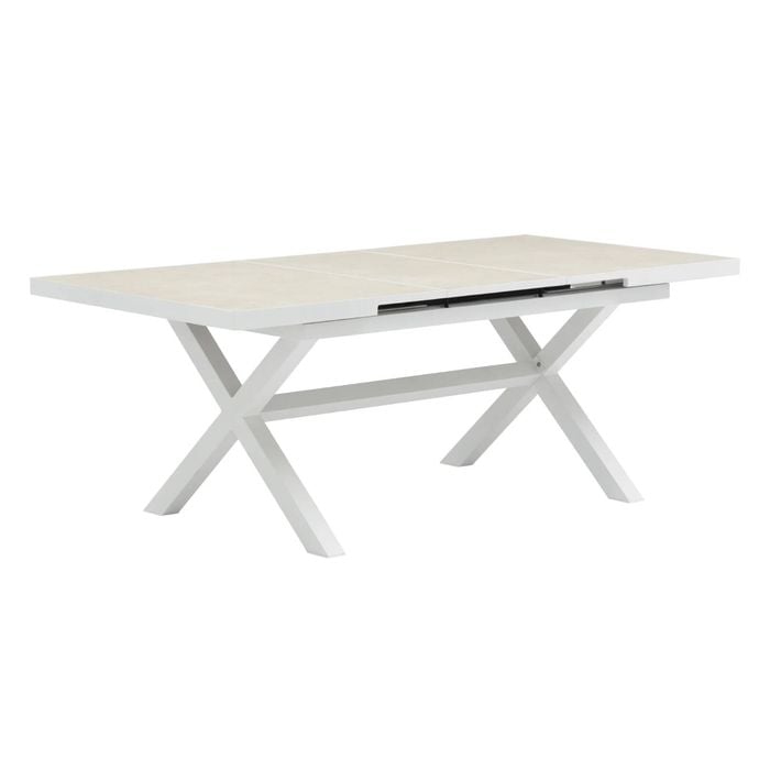 FurnitureOkay Mosman Ceramic Outdoor Extendable Dining Table (160/210x100cm) - White