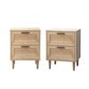 Oikiture Bedside Tables Set Of 2 Nightstand Side End Table Bedroom Storage Wood