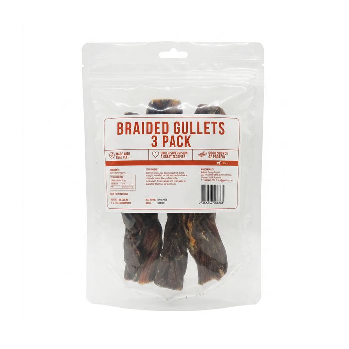 Trusty Braided Gullets Dog Treats - 3 Pack