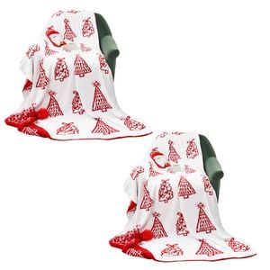 SOGA 2X 130x180cm Red Christmas Tree Throw Blanket