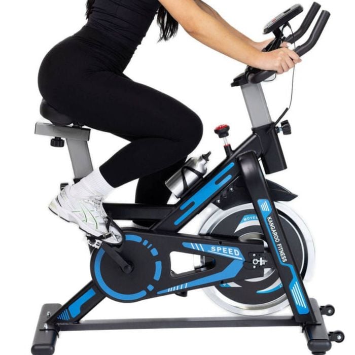 Kangaroo Fitness Spin Exercise Bike – Blue | Indoor Cycling Bike for Home Gym, 150kg Weight Capacity