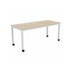 Olg Axis Mobile Table White Frame Nordic Maple Top L1200mm X W600mm