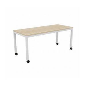 Olg Axis Mobile Table White Frame Nordic Maple Top L1200mm X W600mm