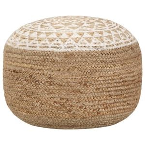 vidaXL Handmade Pouffe White Jute Living Room Foot Stool Ottoman Furniture