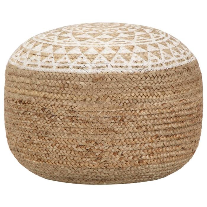 vidaXL Handmade Pouffe White Jute Living Room Foot Stool Ottoman Furniture