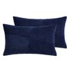 Gioia Casa Corduroy Cushion Covers - Soft Velvet with Windmill Pattern & Hidden Zipper - Navy Blue, 30cm x 50cm (Twin Pack)