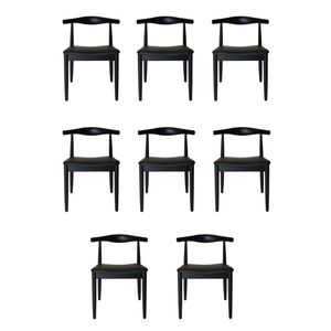 SK Designer Living | Pack of 8 | Replica Hans Wegner Elbow Chair CH20 - Black